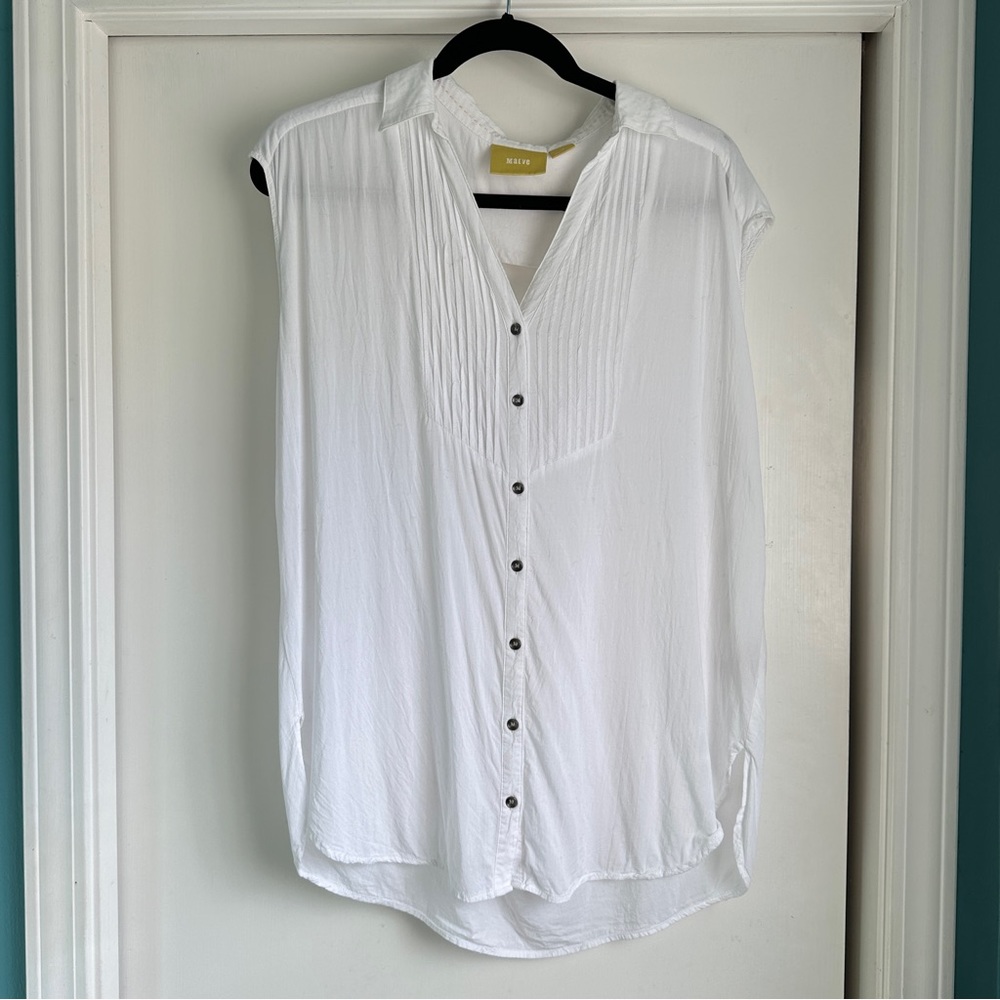 Anthropologie Maeve sleeveless white shirt